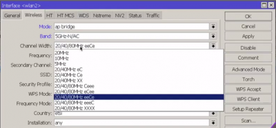 Wi-fi interface / wlan2 / Wireless / Channel Width