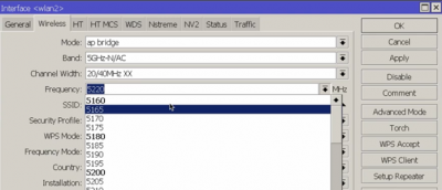 Wi-fi interface / wlan2 / Wireless / Frequency